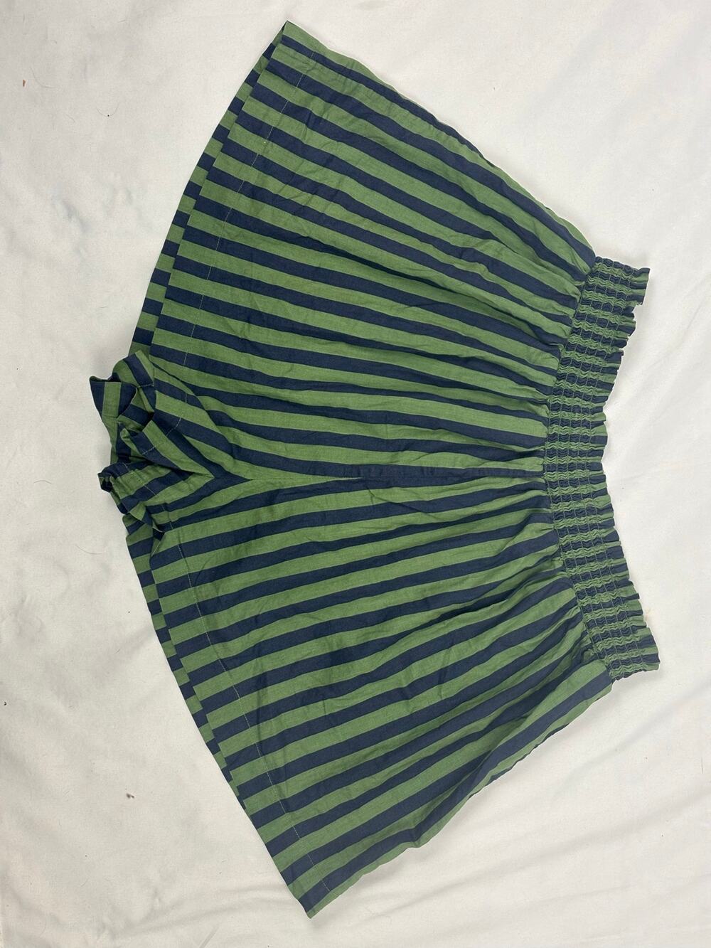 THE GREAT. Green Blue Striped Sleep Boxer Shorts Lounge PJ Elastic Waist size L